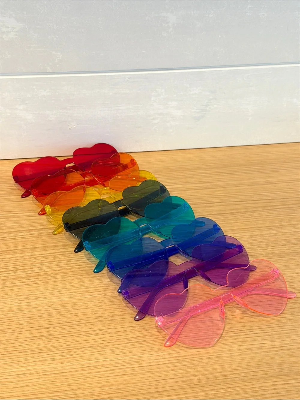 Rainbow Heart-Shaped Sunglasses Set - Multicolor